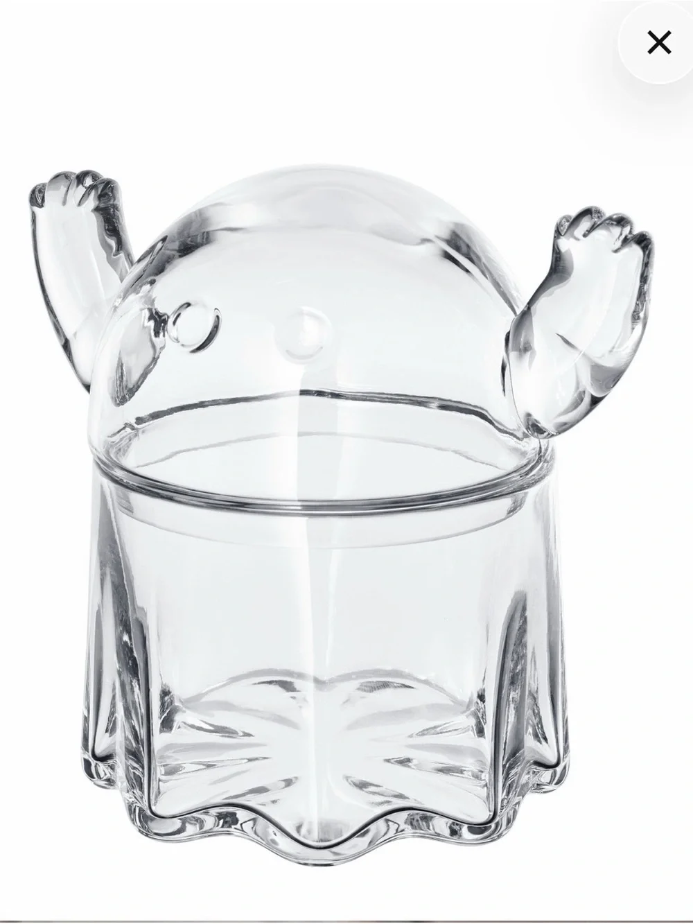 IKEA KUSTFYR HALLOWEEN Ghost Glass Clear Candy Bowl Lid New In Box